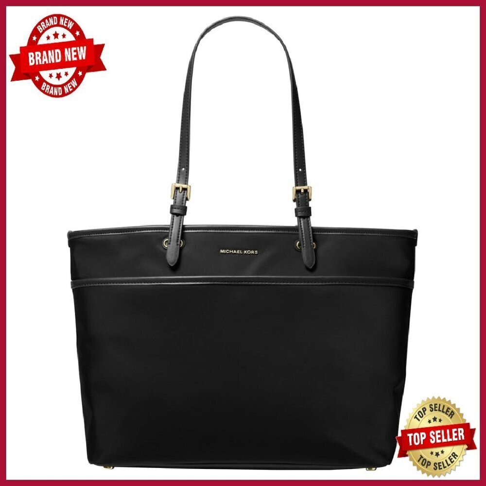 Large Nylon Tote Bag with Multiple Pockets and Adjustable Straps